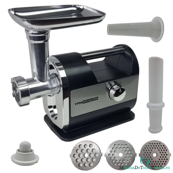 Masina de tocat carne Ypan Mencoza, 2800W, design modern, 3 site, accesoriu pentru carnati, accesoriu chiftele, motor cupru